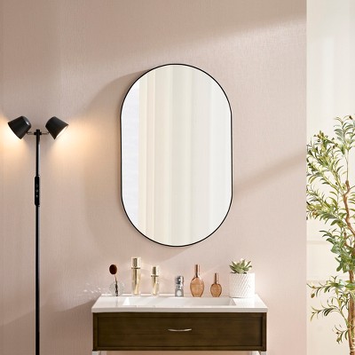 Grungis Rectangle Wall Mirror for Bathroom,Vanity Farmhouse Corner Hangs Mirror with Metal Framed Corner for Bedroom Living Room