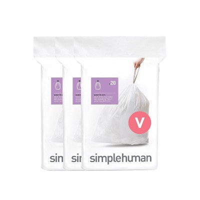 Simplehuman 16-18l 60ct Code V Custom Fit Trash Bags Liner : Target