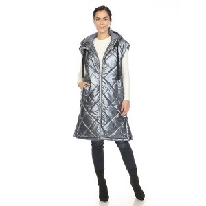 White Mark Women's Metallic Long Puffer Vest - 1 of 4