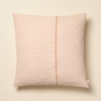 18"x18" Textured Stitch Stripe Square Throw Pillow - Hearth & Hand™ with Magnolia