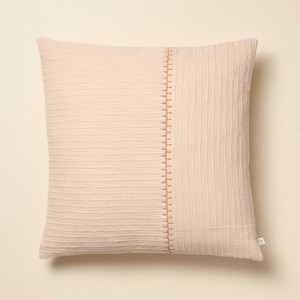 18"x18" Textured Stitch Stripe Square Throw Pillow - Hearth & Hand™ with Magnolia - 1 of 4