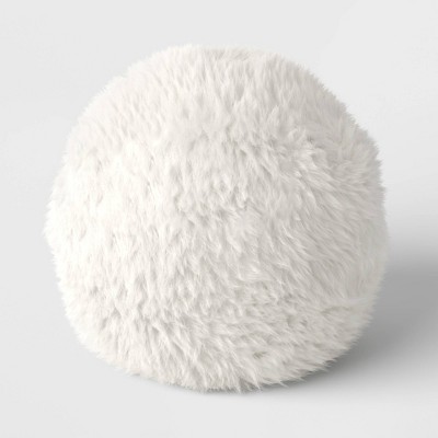 Faux Fur Round Ball Throw Pillow Ivory - Room Essentials™