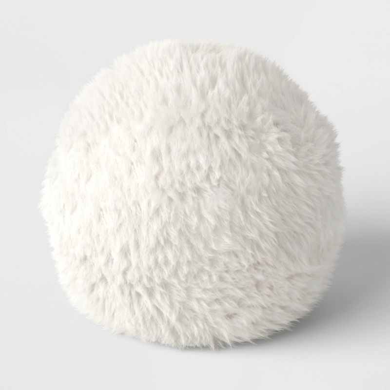 Faux Fur Round Ball Throw Pillow Ivory - Room Essentials&#8482;, 1 of 3