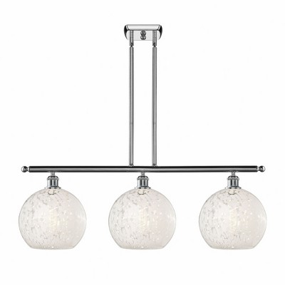 White Mouchette - 3 Light Stem Hung Island In Modern Style-12.25 Inches Tall and 36.5 Inches Wide