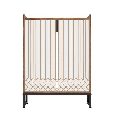 Lirago Brown 5-Tier Shoe Cabinet E1 MDF Metal Frame 29.52x13.78x41.34 Holds 20 Pairs Shoes Storage Organizer