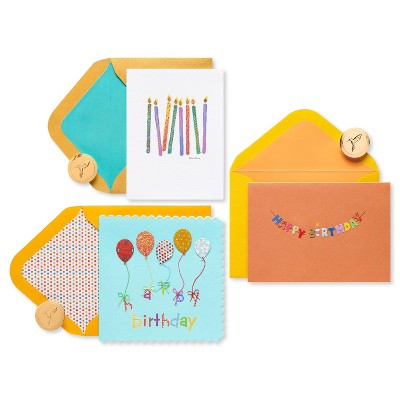 3ct Birthday Cards Balloons Banner and Candles - PAPYRUS