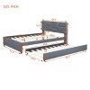 KTMBDW Full/Queen Size Upholstered Platform Bed with Brick Pattern Headboard and Twin Size Trundle, Linen Fabric - 3 of 4