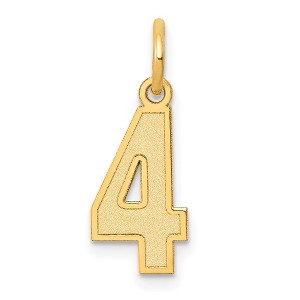 Black Bow Jewelry 14k Yellow Gold, Jersey Collection, Small Number 4 Pendant - 1 of 4