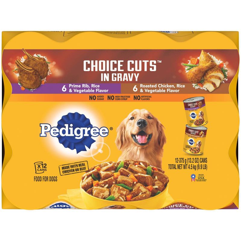 Pedigree Choice Cuts In Gravy Beef Prime Rib &#38; Roasted Chicken Adult Wet Dog Food - 13.2oz/12ct Variety Pack, 6 of 8