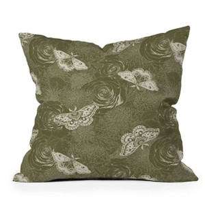 20"x20" Deny Designs Avenie Midnight Blooms Shaded Lichen Square Outdoor Throw Pillow Green - 1 of 4
