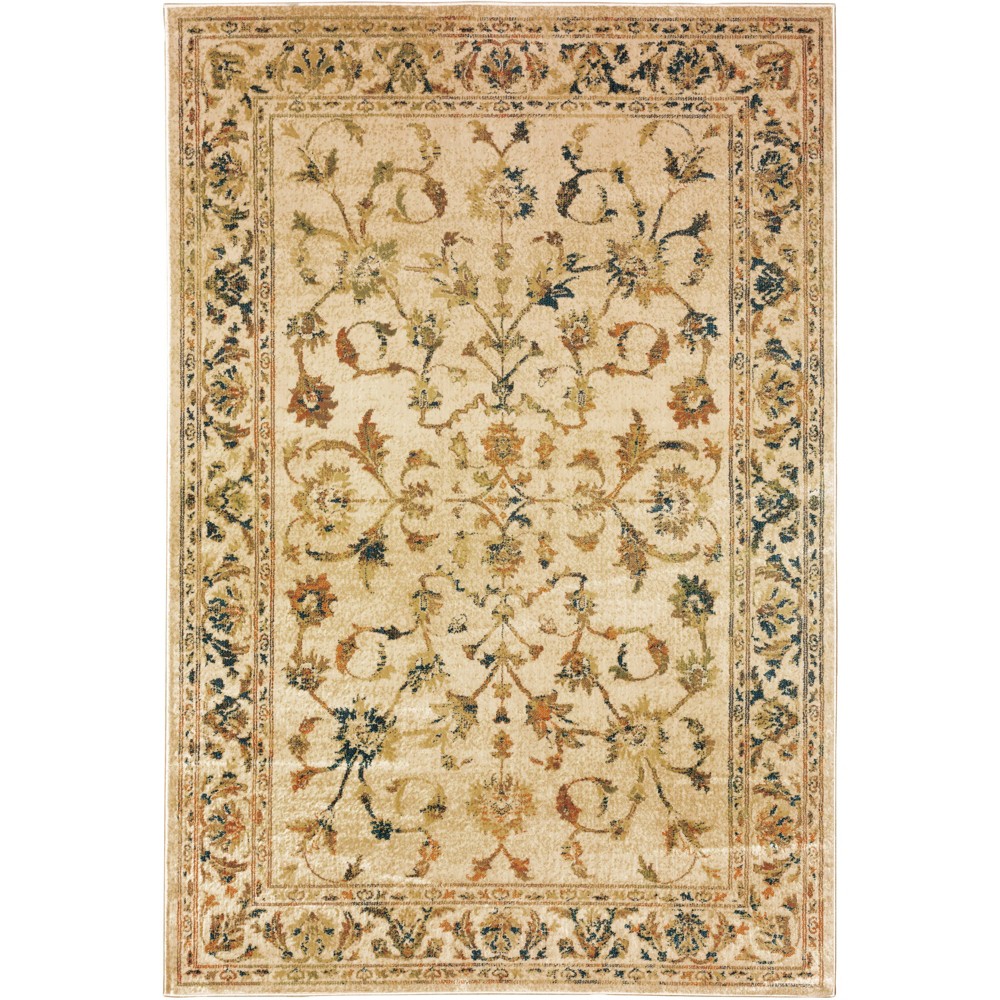 6'7inx9'2in Joanna Vintage Garden Rug Beige/Gold - Captiv8e Designs