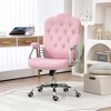 NicBex Velvet Adjustable Height Button Tufted Home Office Desk Chair with Padded Armrests and Wheels for Work Study Vanity - 2 of 4