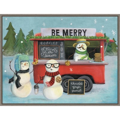 24" x 18" Christmas on Wheels III Framed Wall Canvas - Amanti Art