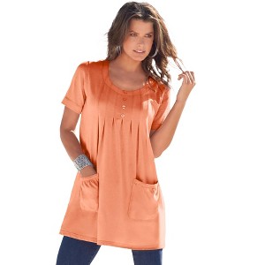 Roaman's Women's Plus Size Two Pocket Soft Knit Tunic - 1 of 4