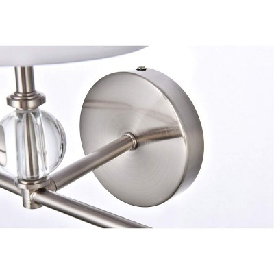 Bethany Satin Nickel 3-Light Bath Sconce with White Fabric Shades