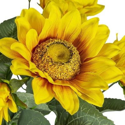 Vynxaria 4-Pack Artificial Yellow Sunflower Bush - 18.9" for Effortless Decor