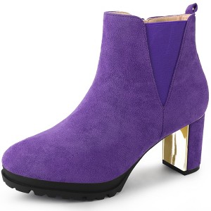 Perphy Women's Platform Round Toe Chunky Heels Ankle Chelsea Boots - 1 of 3