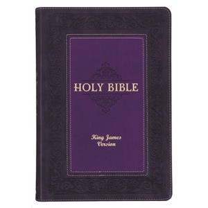 KJV Study Bible, Large Print King James Version Holy Bible, Thumb Tabs, Ribbons, Faux Leather Purple Two-Tone Debossed - (Leather Bound) - 1 of 1