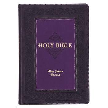 KJV Study Bible, Large Print King James Version Holy Bible, Thumb Tabs, Ribbons, Faux Leather Purple Two-Tone Debossed - (Leather Bound)