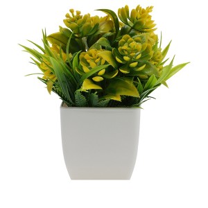 Unique Bargains Artificial Plants Spring Grass with Lotus in Pot Plastic 6.3"x6.3"x6.3" 1 Pc - 1 of 4