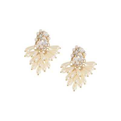 SOHI Women's Pearl White Party Drop Earrings