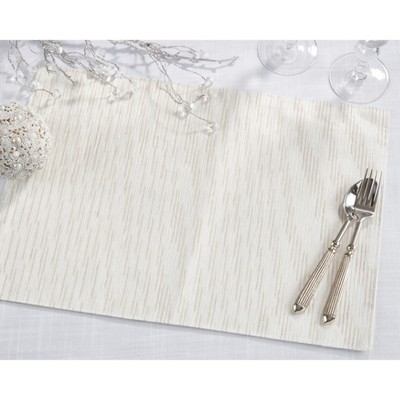 Silver Metallic Woven 14" x 20" Fabric Placemats, Set of 4