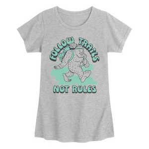 Girls' - Instant Message - Follow Trails Not Rules Fitted Short Sleeve Graphic T-Shirt - 1 of 4