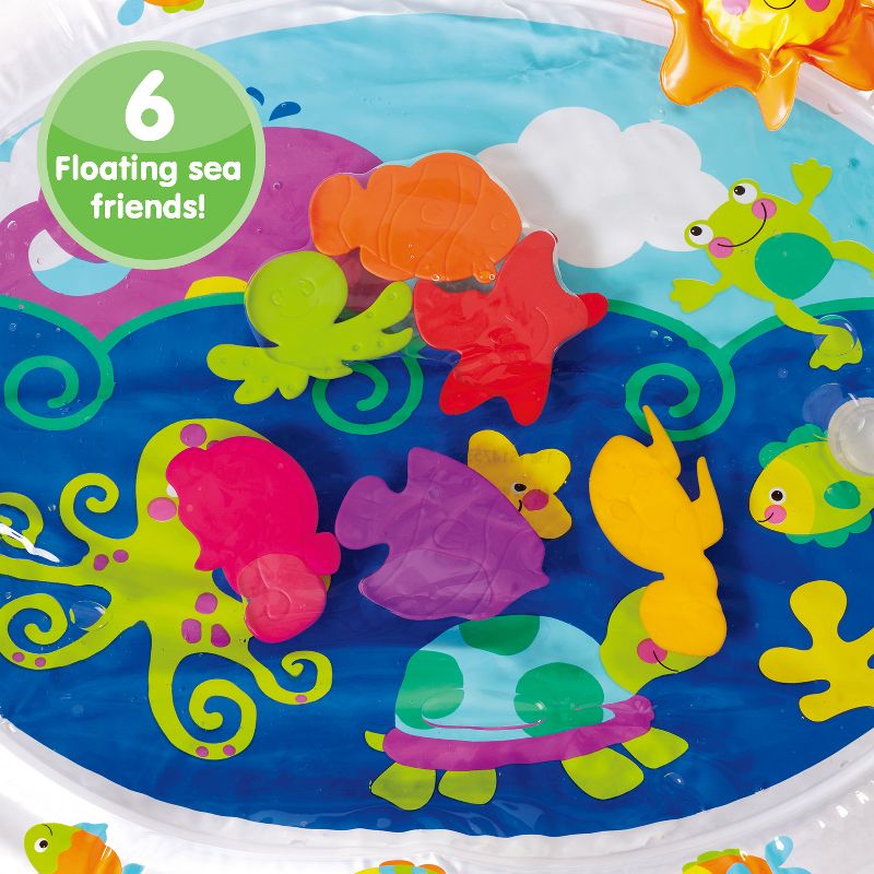 Kidoozie Pat 'n Laugh Water Mat for Infants and Toddlers ages 3-18 months - Encourage Tummy Time with 6 Fun Floating Sea Friends to Discover, 4 of 8