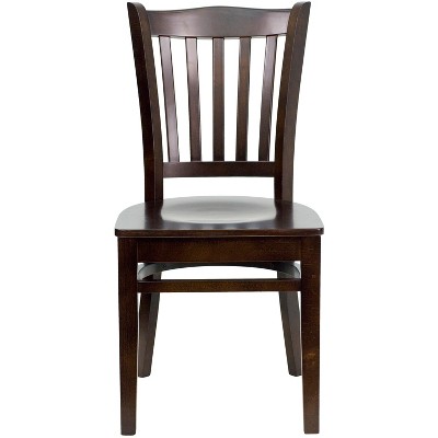 Emma and Oliver Walnut Wood Vertical Slat Back Chairs, 2-Pack