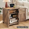 SinCiDo Nightstand w/ Charging Station, 18″ Farmhouse Night Stand w/ Adjustable Shelf, Wooden Rustic End Table Side Table - 2 of 4