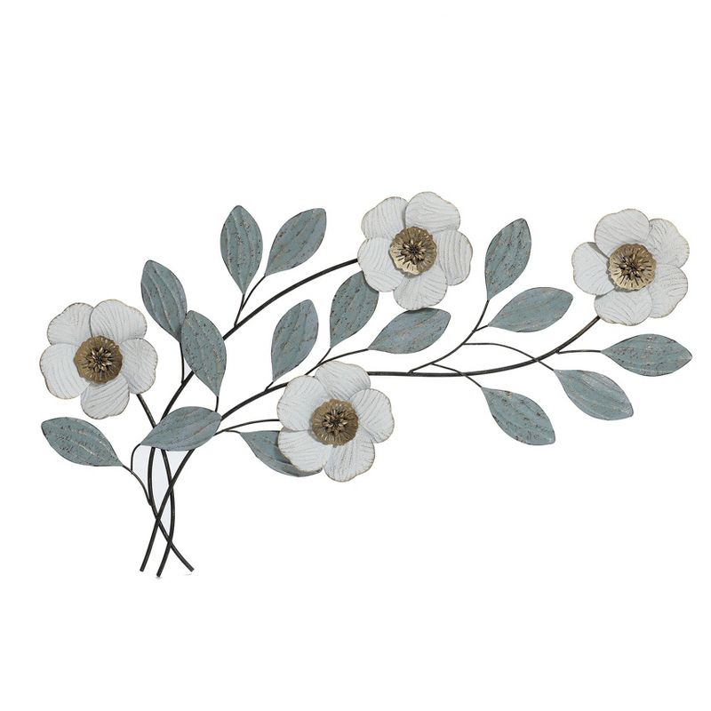 LuxenHome Magnolia Flowers Metal Wall Decor Multi-Color, 2 of 10