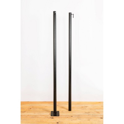 9.5ft Black Powder-Coated Steel String Light Pole Stand