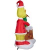 Grinch Animated Airblown Inflatable Pulling Tree From Chimney Scene Dr ...