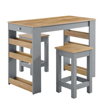 Modway Galley 3-Piece Kitchen Island and Stool Set