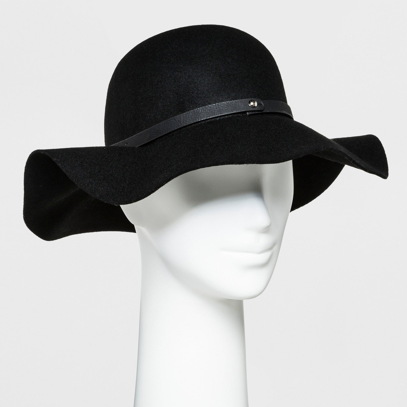 Women's Faux Leather Band Felt Floppy Hat - A New Dayâ¢ Black - image 1 of 1