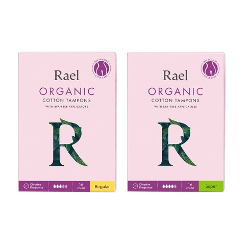 Rael Organic Cotton Regular & Super Tampons Duopack - 32ct : Target