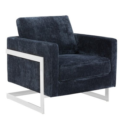 LeisureMod Boucle Accent Chair Upholstered Single Seater Sofa with Stainless-Steel Base