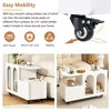 NicBex Mobile End Table with Lockable Wheels,Narrow Coffee Table with 5mm Thick Fluted Tempered Glass,Golden Round Rod,Living Room - 4 of 4