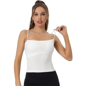 Allegra K Women's Spaghetti Strap Build in Bra Padded Sleeveless Tank Tops - 1 of 4