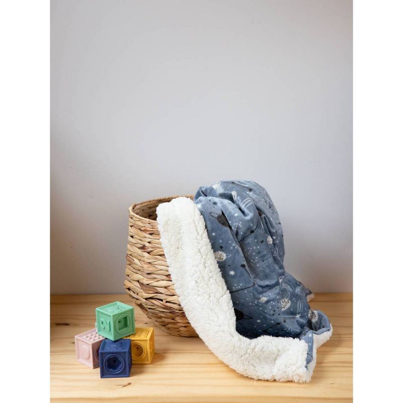 Lila and Jack Baby Blanket Celestial Printed Mink with Natural Faux Shearling Backing Kids&#39; Throw, 2 of 4