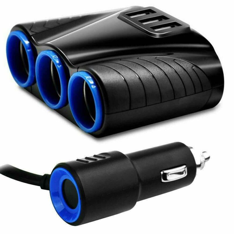 Sanoxy 3 Way Car Lighter Socket Splitter Dual USB Charger Power Adapter 12V, 1 of 5