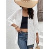 Coolmee Women's 3/4 Sleeve Cardigan Boho Hollowed Out Crochet Knit Shrug Lightweight Cardigan Sweater with Tassels - 2 of 4