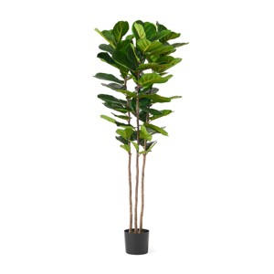 TopComfy Artificial Trees 180cm Artificial Fiddle Leaf Fig Tree Fiddle Leaf Fig Tree 72 Leaves Fake Fig Tree in Pot for Home, Green, 30"*30"*71" - 1 of 4