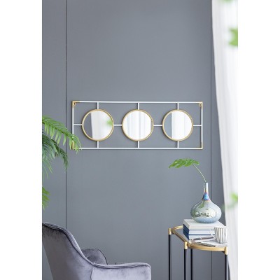 Grungis Rectangular Wall Mirrors with Metal Frame,3 Piece Wall-Mounted Decor Mirror for Bathroom,Living Room