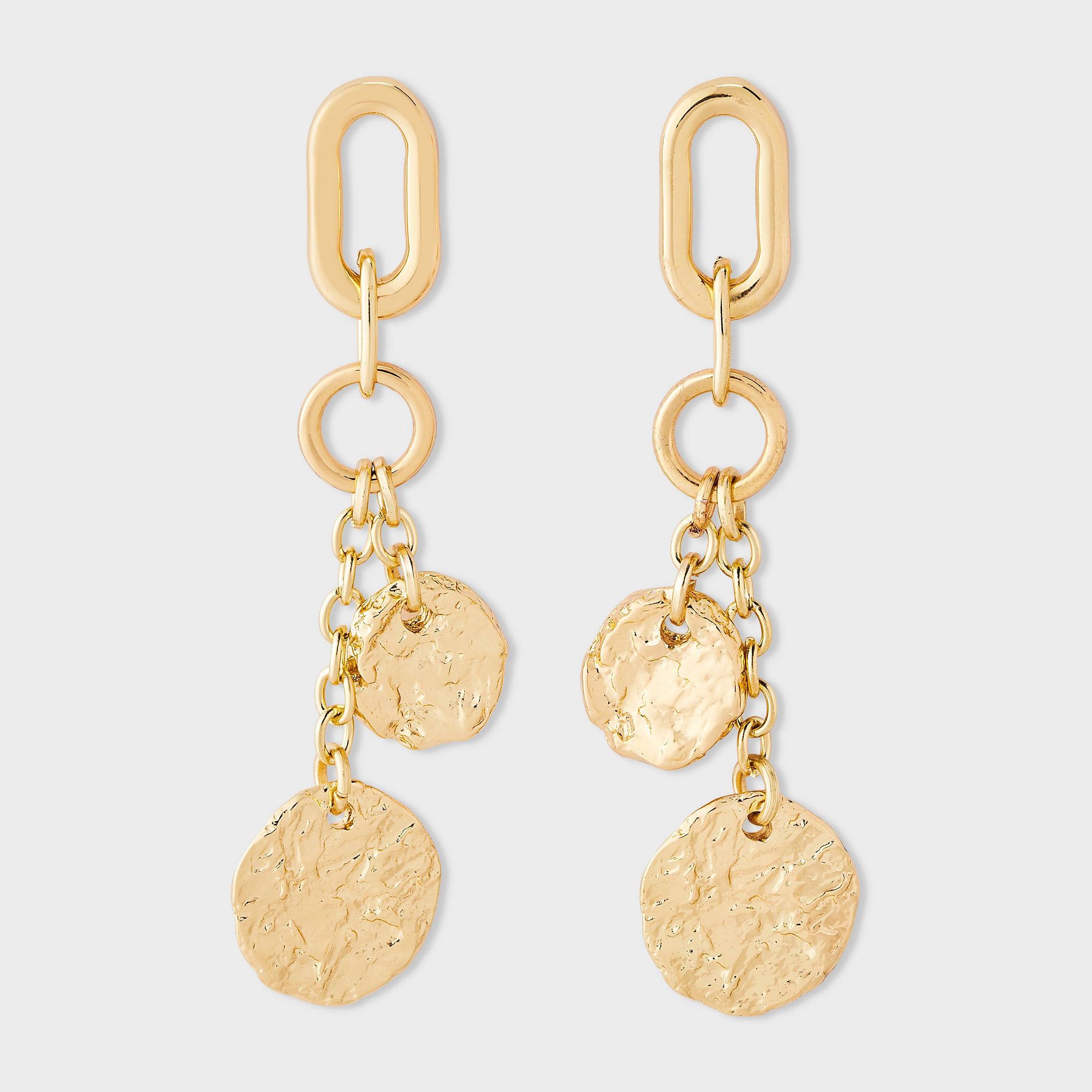 Mixed Link and Cluster Medallion Drop Earrings - Universal Thread™ Gold