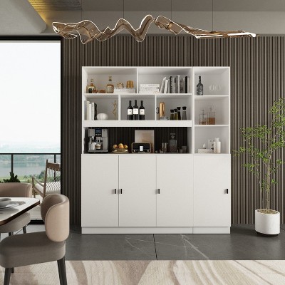 Famapy Combination Living Room Display Cabinet Tempered Glass Display Cabinet Storage Solutions