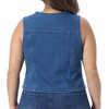 Women's Plus Size Jean Button Down V Neck Sleeveless Casual Denim Vests  - Agnes Orinda - 4 of 4