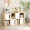 23.62" Modern Storage Cabinet with Sliding Doors, End Table with 2-Tier Open and Closed Shelves Organizer, White - 2 of 4