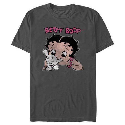 Men's Betty Boop Distressed Betty and Pudgy T-Shirt - Charcoal - X Large