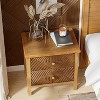 JIONJOY Modern Geometric Dresser Nightstand - 2-Drawer Fluted Side Table with Carved Pattern & Gold Alloy Handles - 3 of 4